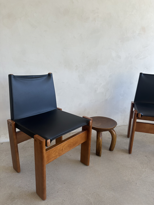 Black Leather + Oak Wood